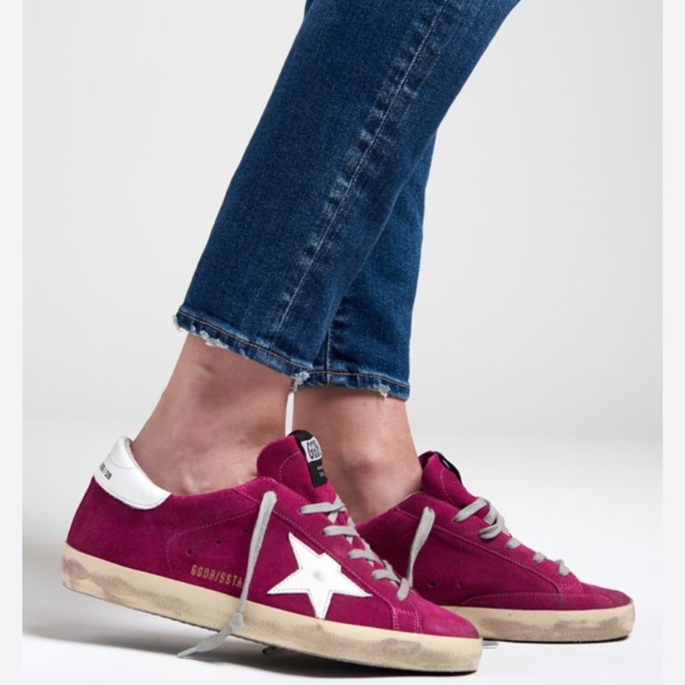 GOLDEN GOOSE Superstar Classic Suede Low-Top Sneakers in Violet Pink, SIZE 40.